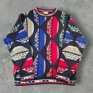 Delf Sweater Mens XL Multicolor 3D Knit Coogi Style Retro 90s Y2K Hip Hop Biggie